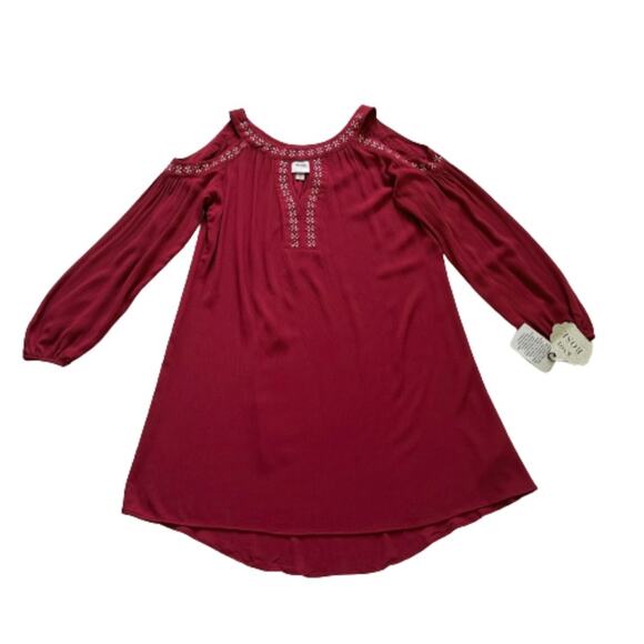 Knox Rose Dress Long Sleeve Cold Shoulder Red Gold Silver Embellished Boho Small - Picture 8 of 12